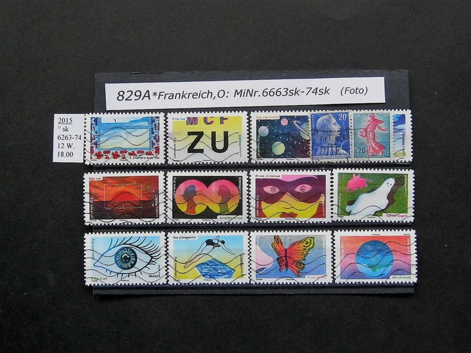 #829a* Frankreich, gest.: MiNr.:, 6263sk-6274sk, aus 2015  (siehe Foto) - Bild 1 von 1