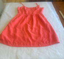 J Crew Women Dress Size 8 Coral Pink Vibrant Cami Spaghetti Strap Mini Sun Dress