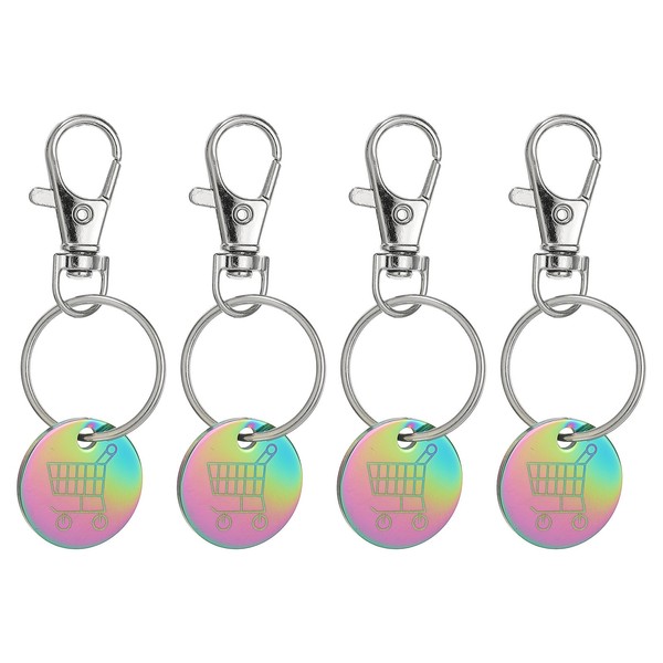Einkaufswagenchip SchlüSselanhäNger, 4Pcs Edelstahl MüNze SchlüSselanhäNger #4-image