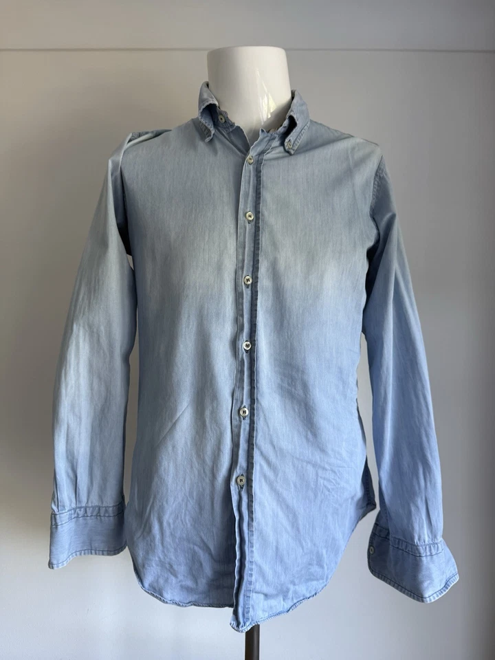 DAKS London Vintage Denim Effect Blue Fitted Shirt Women’s Top Size 38 15 - Image 2 of 4