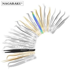 NAGARAKU Stainless Steel Eyelash Extension Tweezers – 3D Precision Makeup Tool
