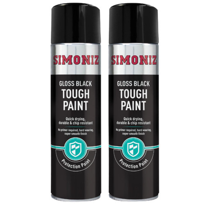 #ad 2 x Simoniz Tough Gloss Black Spray Paint 500ml Aerosol Car Van Bike SIMVHT52D GBP 18.95