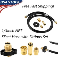 1x 5feet Hose with POL Propane Gas Fitting and 1/4 inch Female Pipe Fitting Set