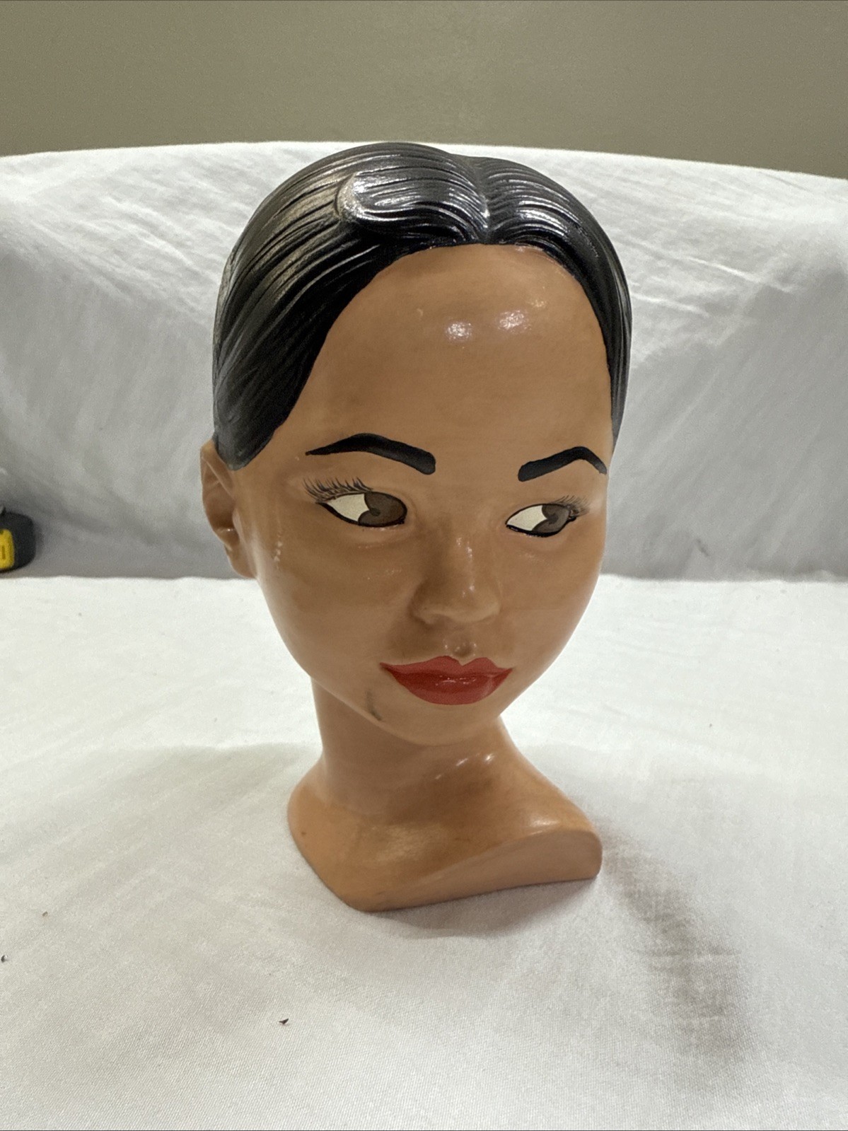 Vtg 1960s-70s Holland Mold Asian Female Bust Ceramic Chalkware Beauty Cosmetics