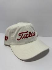 Titleist White Adjustable Golf Hat Red Embroidered Logo Cotton Canvas