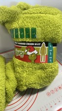 Dr Seuss Grinch Adult Hooded Union Suit Fleece Large Pajamas Merry Grinchmas