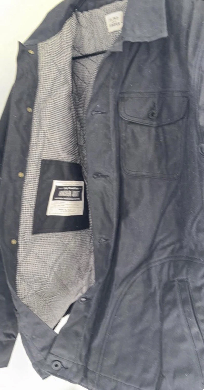Flint And Tinder Waxed Rancher Jacket Black Button Up Flannel Lined Men Large - product detail image 2