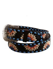 Circle Y Western Belt Womens Sunflower Tool 34 Blue Chocolate 2005-BT
