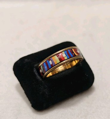 Bunter Freywille Hundertwasser Ring Emailliert Gr. 54 Tolles Design Handarbeit 
