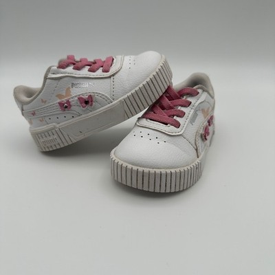 Puma Carina 2.0 Butterfly Sneakers Toddler Size 5C White Pink Platform Shoes