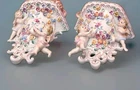 Pair VTG Noritake Cherubs Floral Porcelain Capodimonte Style Wall Sconce Shelf