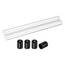 2Pcs Clear Rigid Acrylic Pipe 15mm ID x 18mm OD 10" Round Plastic Tube with Cap