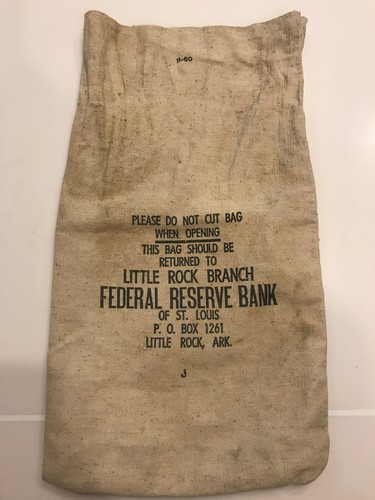 Cloth Money Bag-Federal Reserve Bank St Louis-Memorabilia-Little Rock Arkansas