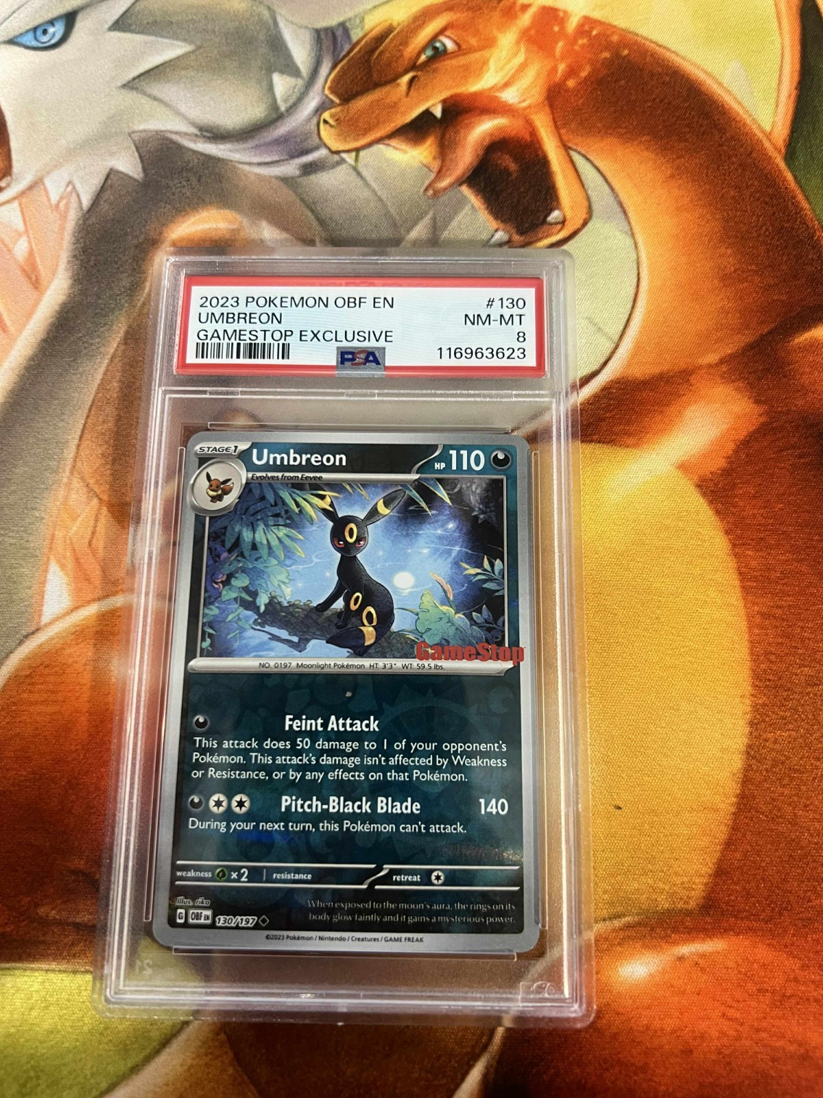 Umbreon 130/197 Gamestop Promo Obsidian Flames PSA Graded 8 Pokemon TCG