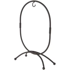 Bard's Oval Shaped Black Wrought Iron Ornament Stand, 11" H x 7.25" W x 7.25" D