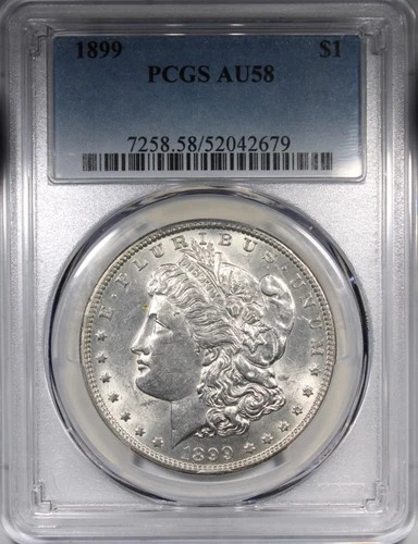 1899 Morgan Dollar PCGS AU58 White Key Date Coin $1