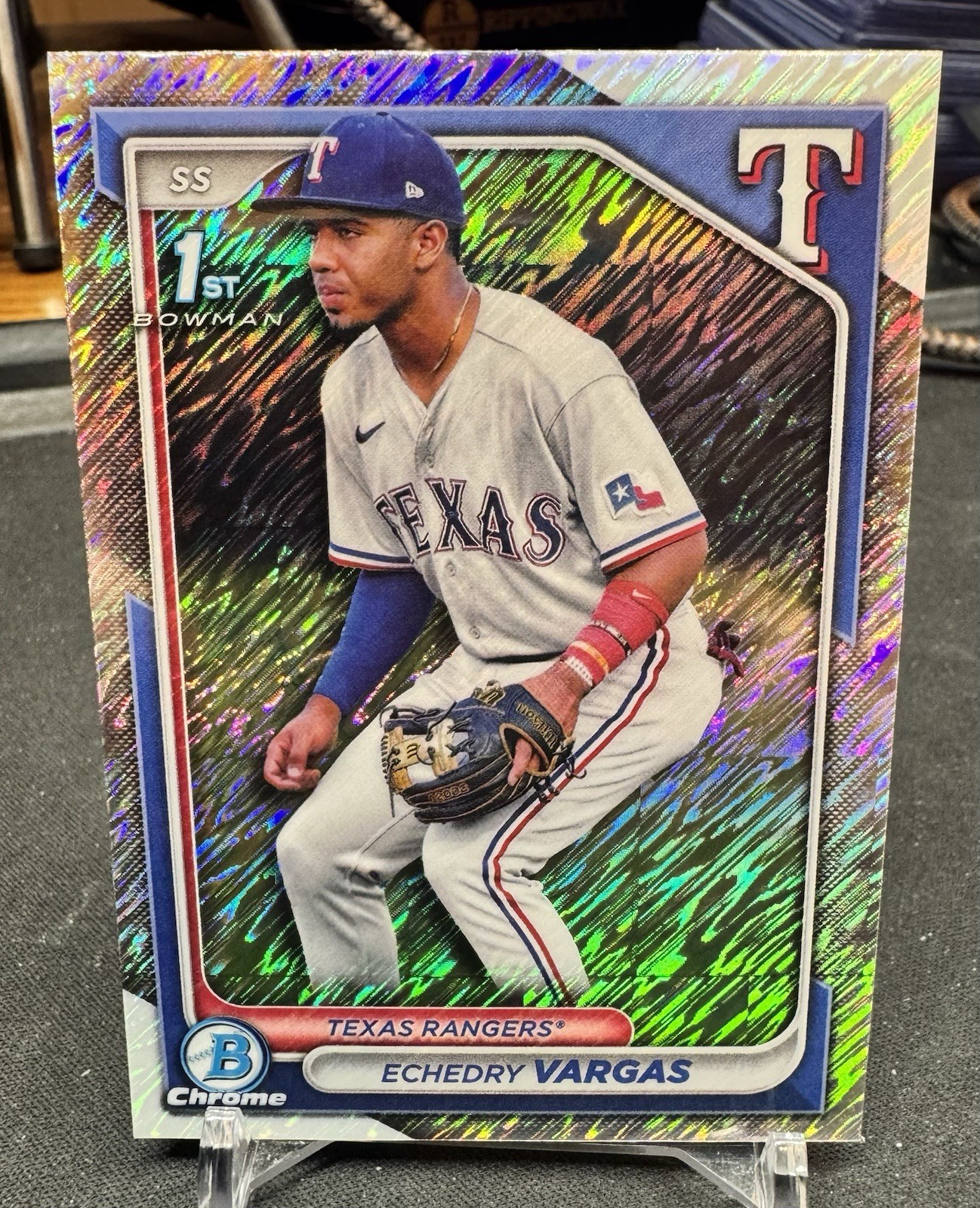 Echedry Vargas 2024 Bowman Chrome 1st Prospect Shimmer Refractor #BCP163 Rangers