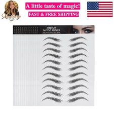 4D Hair-Like s - 12 Sheets Waterproof Long-Lasting Eyebrow Transfers - Peel O...