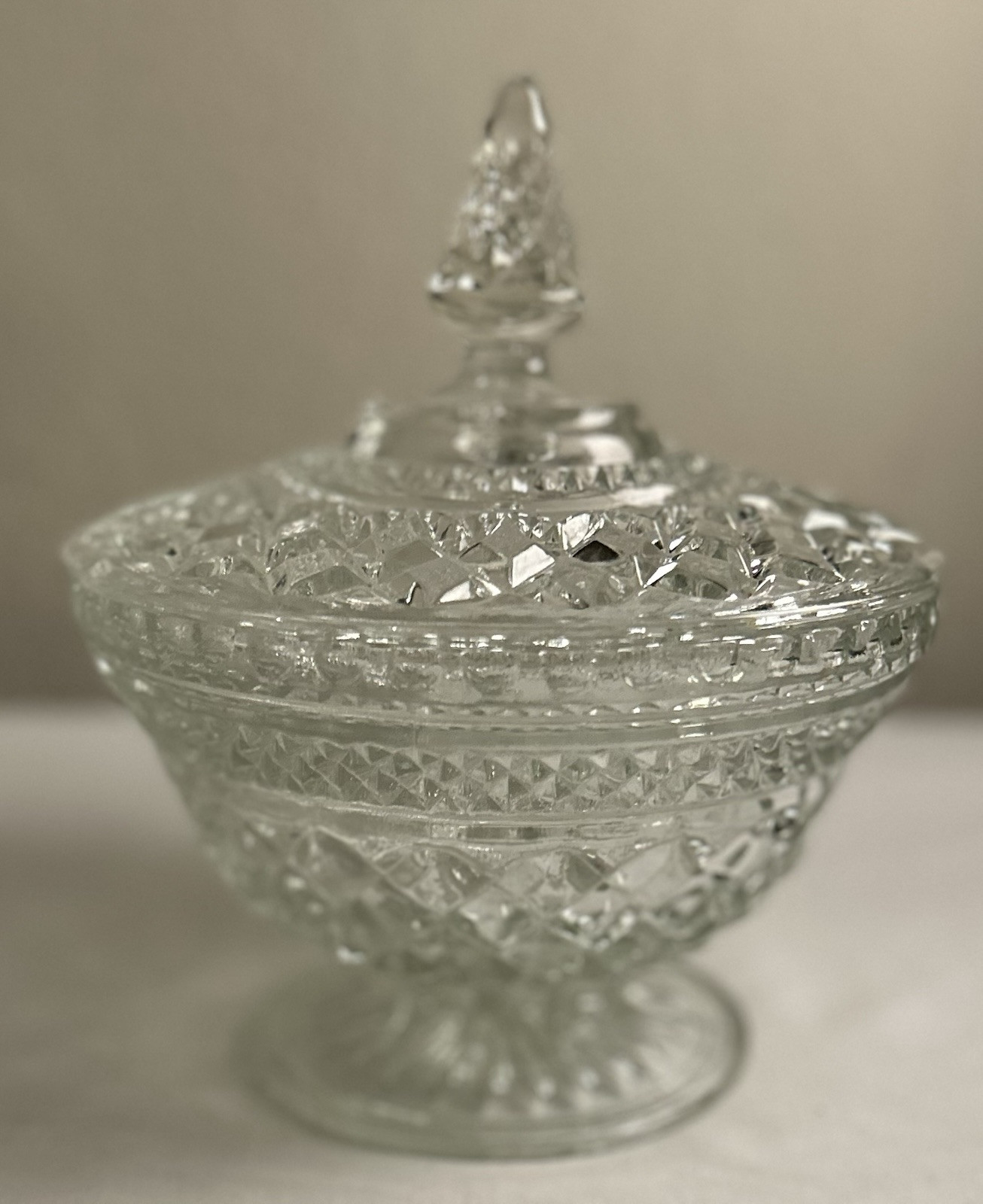 Vintage Anchor Hocking Wexford Footed Glass Candy Dish with Lid