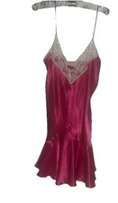 Vintage Victoria's Secret Gold Label Chemise Pink Ruffle Hem Large White Lace