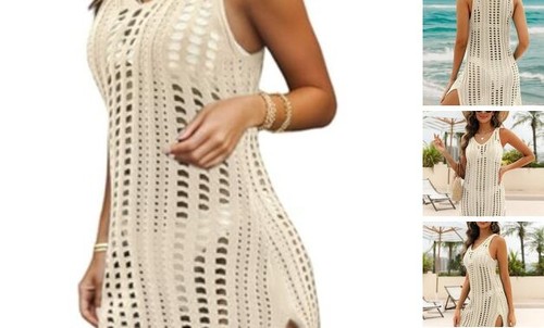 Swimsuit Coverup for Women Bathing Suit Cover ups Crochet Beach Tank Dress