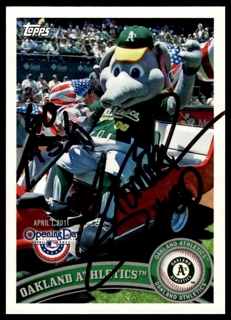 Stomper 2011 Topps Opening Day #M16 Oakland Athletics Mascot Auto Signed Card