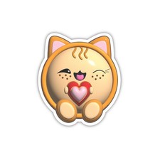 Cute Kawaii Cat Vinyl Sticker Heart Adorable Cartoon Decal for Water Bottle Car