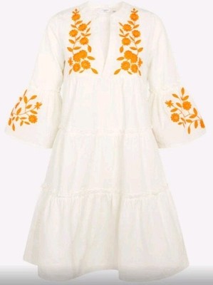 Monsoon Kleid Accessoire Blumenmuster elfenbeinfarben neu mit Etikett UK Medium 12-14 neu mit Etikett