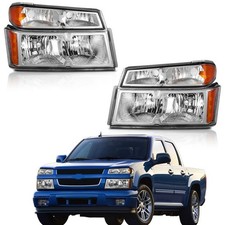 Pair For 2004-2012 Chevy Colorado Gmc Canyon Clear Lens Chrome Headlights