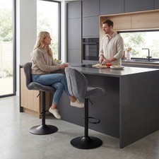 HOMCOM Bar Stools Swivel Counter Height Barstools with Back, Set of 2, Grey