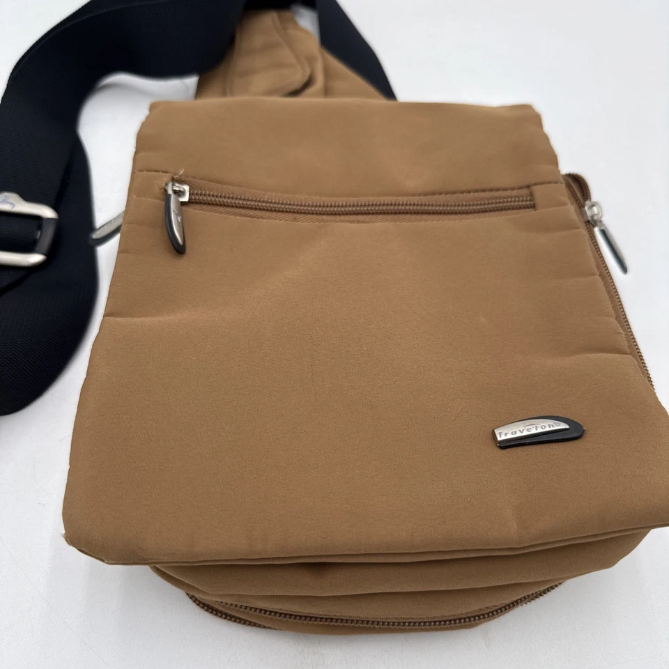 Travelon Bandolera Bolso Mensajero Cartera Bolso Bandolera Bronceado Viaje Foto 2 de 4