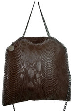 NUOVO Croco Espresso Falabella Catena Borsa Fold Over Tote Bag Stellamccartney