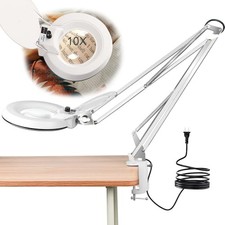 10X Magnifying Glass with Light and Stand,LED Dimmable Lighted Desk Art Deco