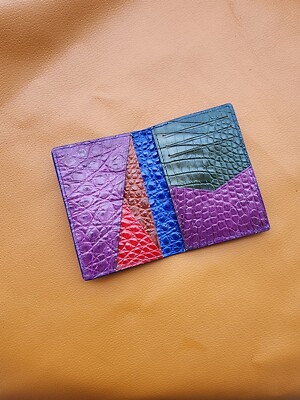 Multicolor 100% Genuine Real Leather Card Holder Skin Unisex Wallet-Handmade