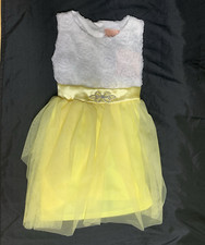 Girls Yellow and White Floral Tulle Dress New 