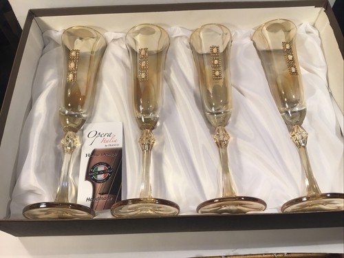 Franco Champagne Flutes - Italy Set of 4 in Box Set New - Picture 5 of 12