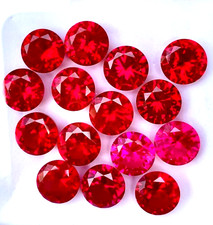 Burmese Certified Natural Red Ruby 3 mm 15 Pcs Flawless Round Cut Loose Gemstone