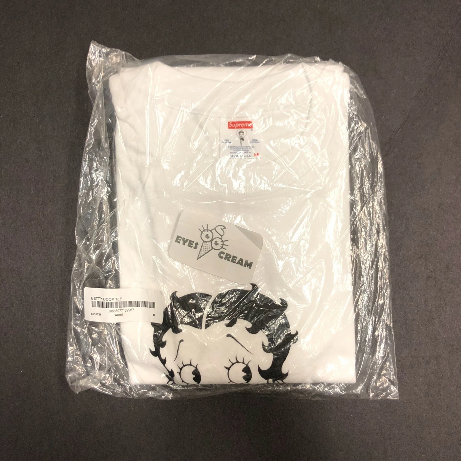 Tee shirt DS SS16 Supreme x Betty Boop blanc logo boîte taille M rare bogo