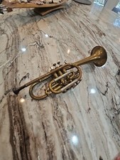 Vintage Acme Standard Brass Cornet Trumpet With Mouthpiece For Parts Or Repair