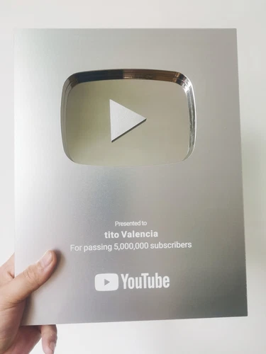 Botón de reproducción YouTube plata oro YouTube personalizado premio placa pared decoración - Imagen 10 de 24