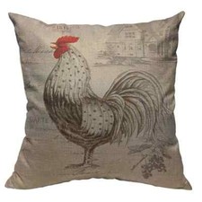 Vintage Style Rooster Pillow Cover 18"x18" Farmhouse Home Decor Nice
