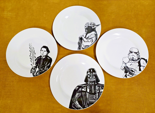 Zak Designs Lucas Film Star Wars (4) Dinner Plates 10.5" Skywalker Vader Yoda