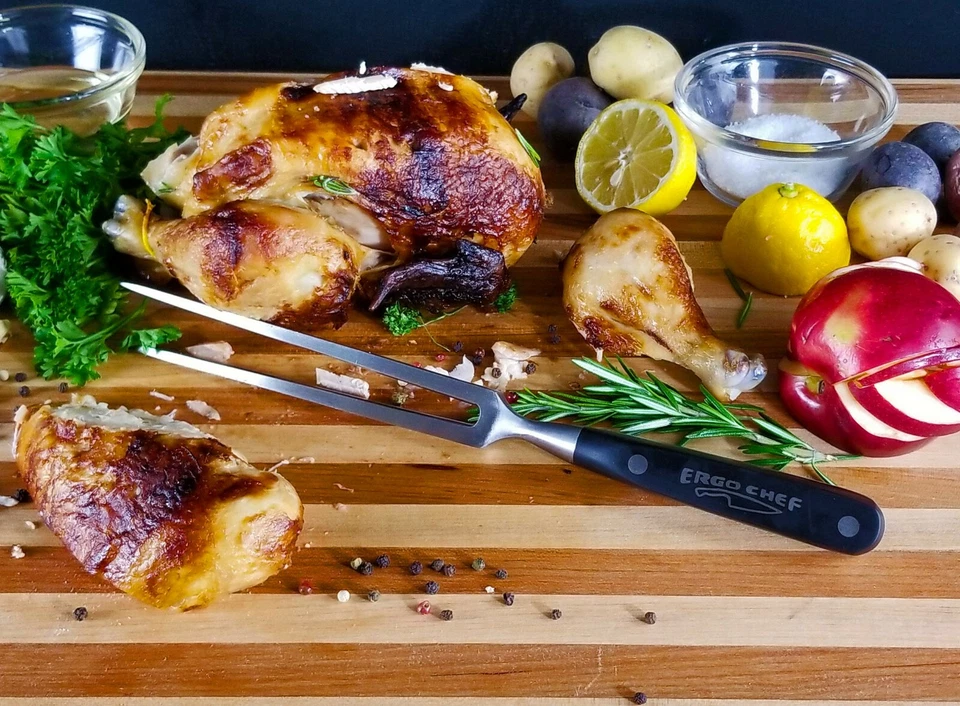 Ergo Chef Pro Series Meat Carving Serving Fork 8" Forged Heavy Duty Prongs - Image 2 of 4