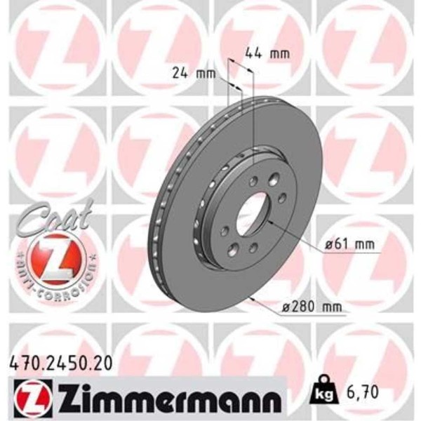 Zimmermann 2X Bremsscheibe Vorne Ø280 Mm FüR Renault Captur J5_ 1.2 Tce 120 1.5-image