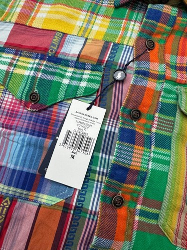 Polo RALPH LAUREN Patchwork Work Shirt Long Sleeve Aztec army Camo Size M L XL - Picture 10 of 24