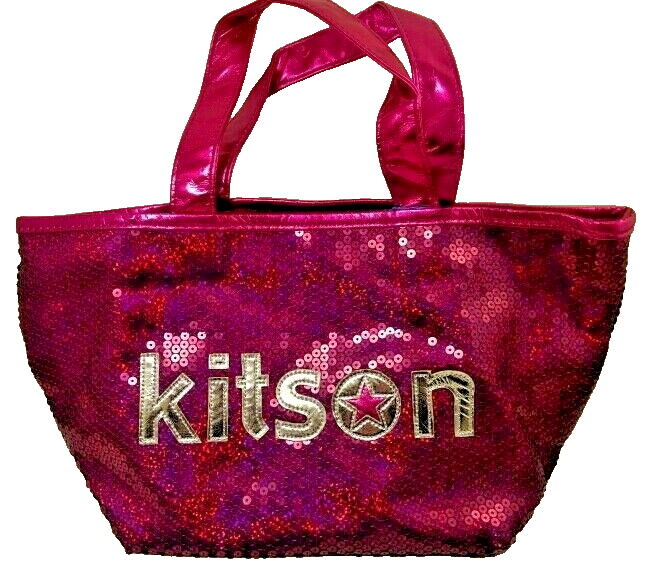 Kitson LA Fuchsia Sequined Logo Mini Tote Bag