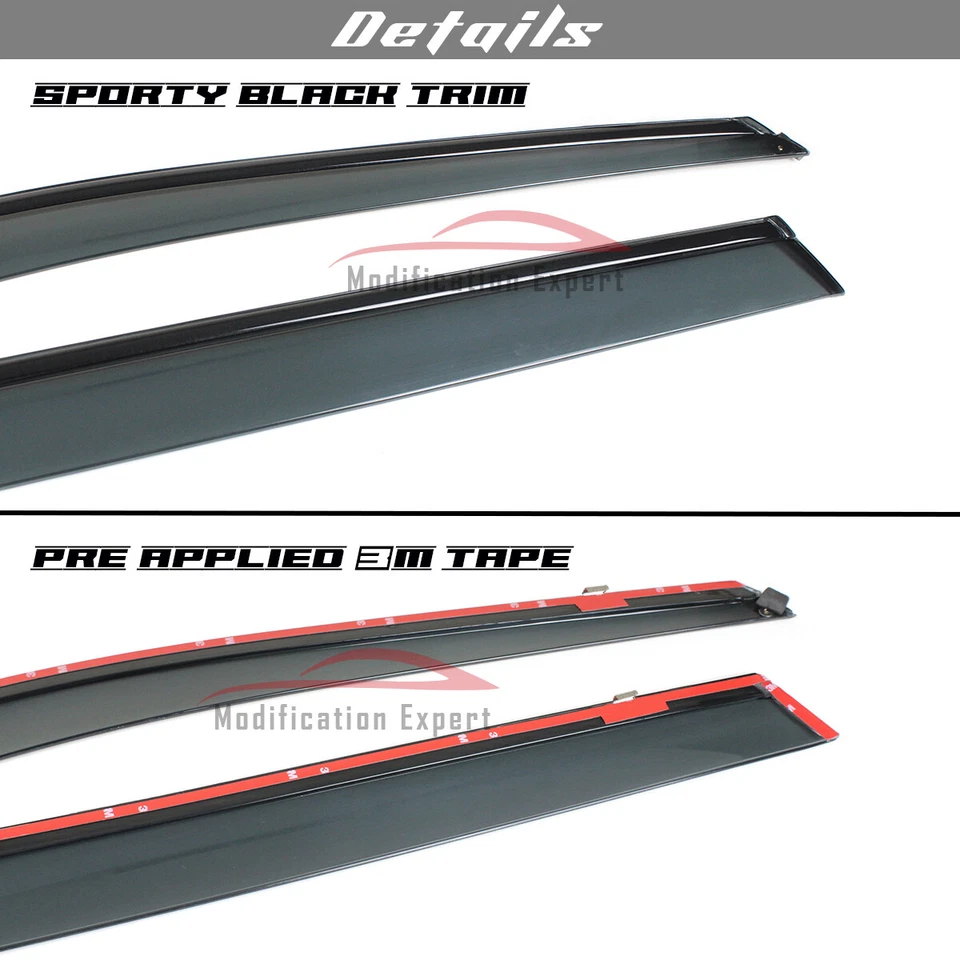 Para Subaru Outback 2010-2014 Borde Negro Tintado Humo Ventana Viseras Protectores de Lluvia Foto 3 de 4