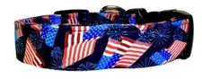 American Flags  Fireworks Blue Handmade Dog Collar