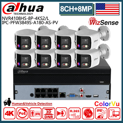 Dahua 8CH 8MP 4K Panoramic CCTV Camera System Kit 8POE NVR ColorVu IR IP IPC Lot