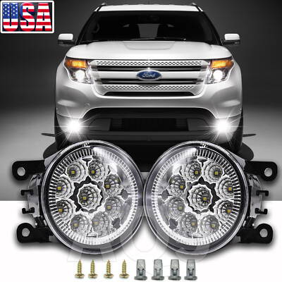 LED Pair Bumper Lamp Fog Light For Ford Explorer 2011 2012 2013 2014 2015 C-MAX